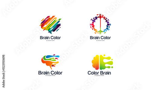 Collection of Brain Logo designs template, Colorful Brain logo designs concept vector