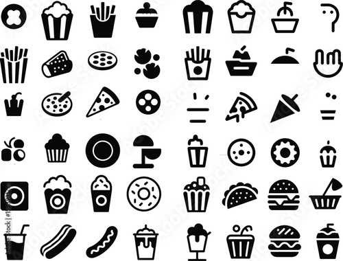 Fast food silhouette icons vector
