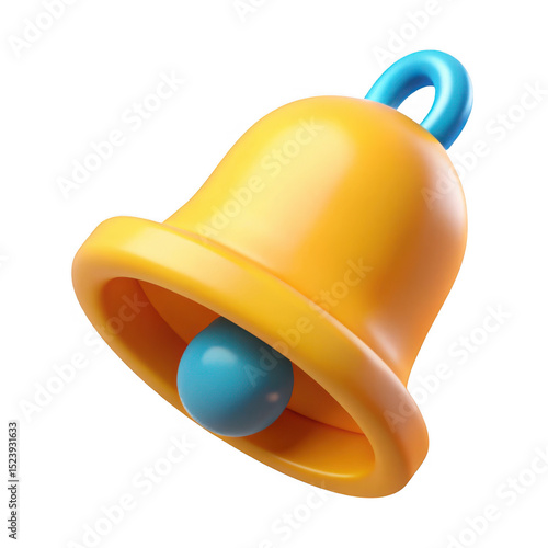 Wallpaper Mural 3D Yellow bell icon isolated on transparent background Torontodigital.ca