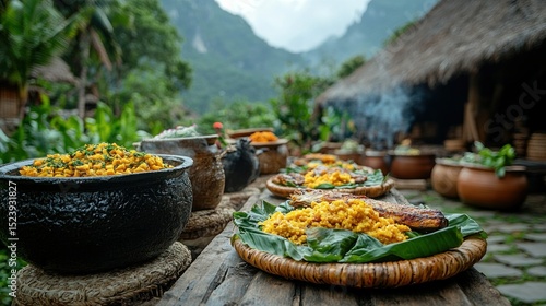 Traditional food preparation outdoors
