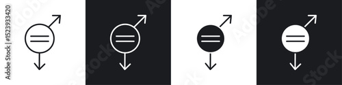 Equality icons collection in black and white filled and line versions