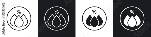 Humidity icons collection in black and white filled and line versions