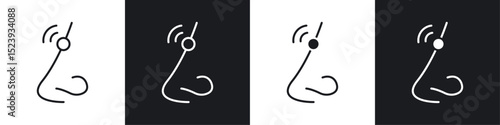 Nose pain icons collection in black and white filled and line versions