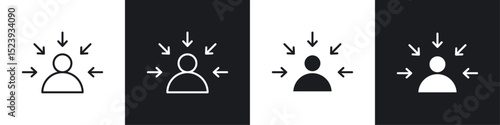 Centric consumer icons collection in black and white filled and line versions