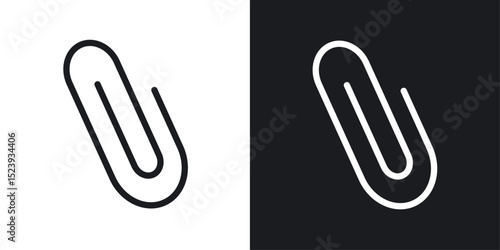 Attachment clip icons collection in black and white filled and line versions