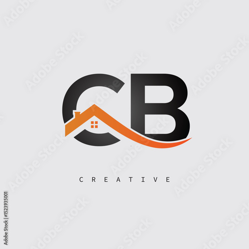  CB Real Estate Creative Logo – Minimalist House Roof Monogram for Property, Realtor & Construction Branding