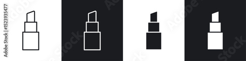 Lipstick icons collection in black and white filled and line versions