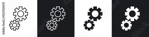 Settings icons collection in black and white filled and line versions
