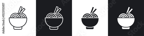 Noodles icons collection in black and white filled and line versions