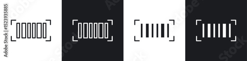 Barcode read icons collection in black and white filled and line versions