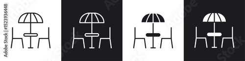 Terrace icons collection in black and white filled and line versions