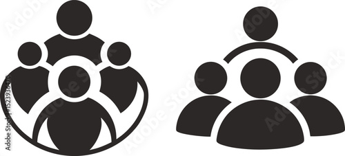 Teamwork and group dynamics silhouette vector illustration symbol