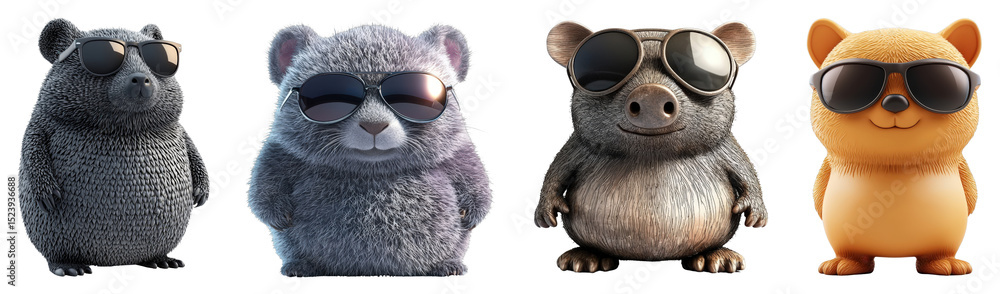 Fototapeta premium Cute Wombat Models Wearing Stylish Sunglasses for Adorable Appeal