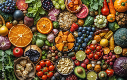 Fresh fruits and vegetables rich in antioxidants create vibrant and healthy display