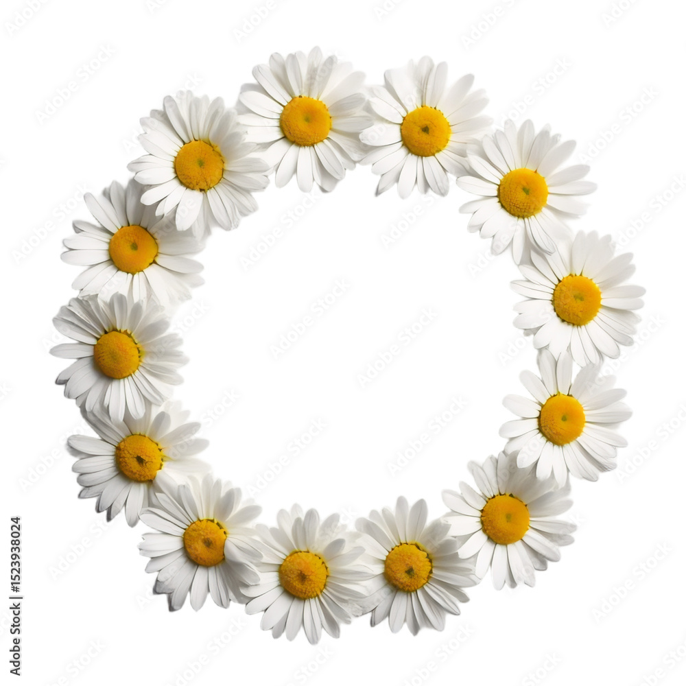 Fototapeta premium Daisy flower wreath – on a transparent background