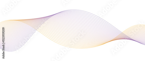 Abstract wave lines in purple yellow gradient on minimalist background. Futuristic and dynamic look, perfect for tech, digital, and modern design projects.