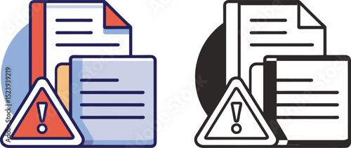 Important documents warning alert notification files papers stack risk , Warning related to important documents vector illustration symbol