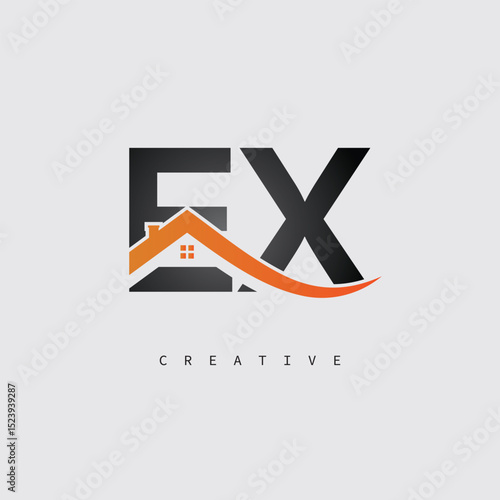 EX Real Estate Creative Logo – Minimalist House Roof Monogram for Property, Realtor & Construction Branding	
