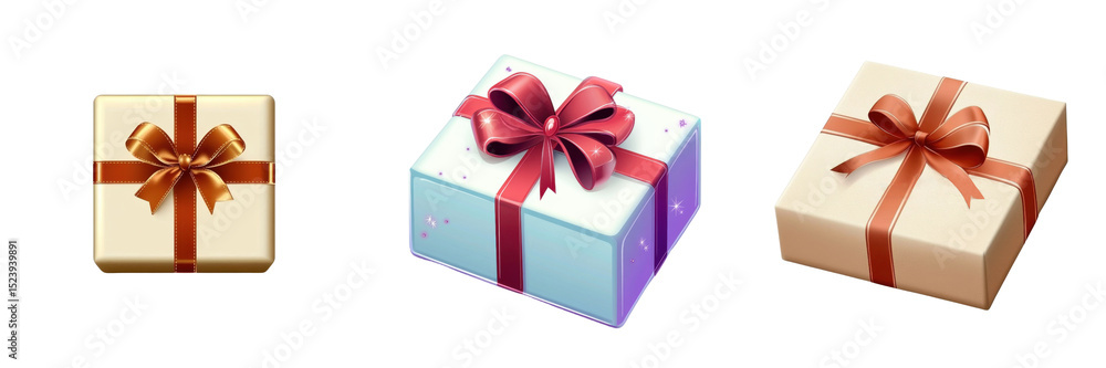 Obraz premium gift boxes with bows vector illustration on white background.