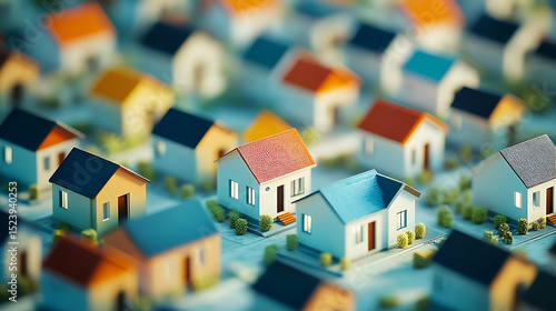 Colorful Miniature Houses In A Cityscape