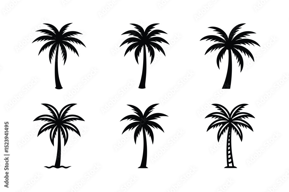 Obraz premium Palm Tree Silhouette Icon Set vector illustration