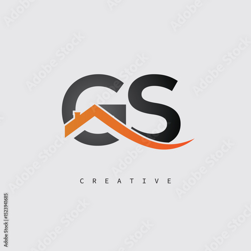 GS Real Estate Creative Logo – Minimalist House Roof Monogram for Property, Realtor & Construction Branding