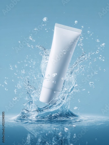 Skin care products facial cleanser cleanser cream bottle water splash close-up