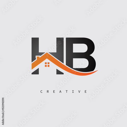 HB Real Estate Creative Logo – Minimalist House Roof Monogram for Property, Realtor & Construction Branding	
