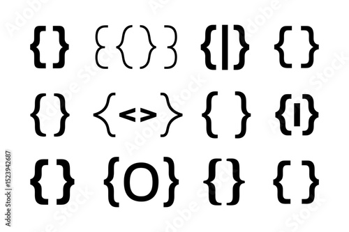 Curly braces brackets parenthesis symbol set vector