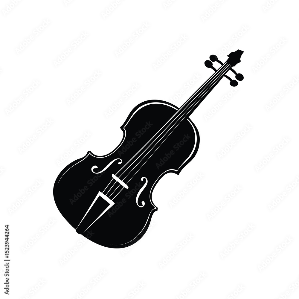 Naklejka premium Violin Bow Vector Silhouette Elegant Green