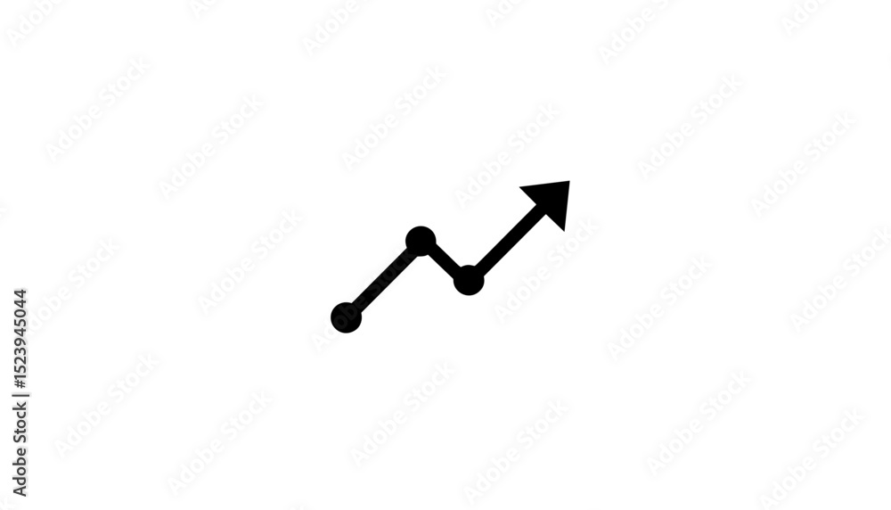 Growth chart with upward trend arrow on white background Growth chart with upward trend arrow on white background