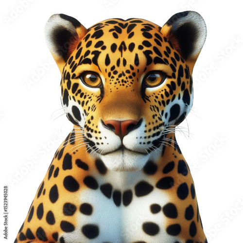 jaguar cub portrait on transparent background