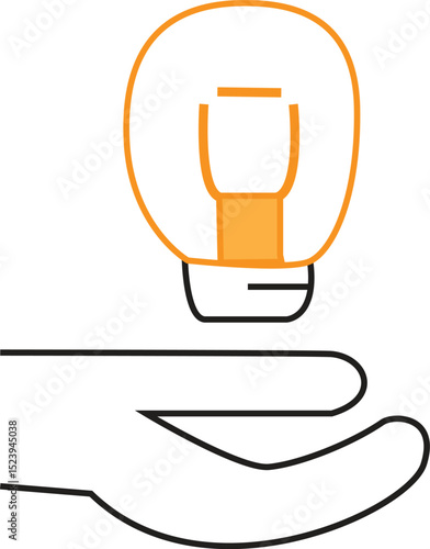 Creative Idea Light Bulb in Hand Vector Illustration Representing Innovation, Brainstorming, and Business Solutions Concept
