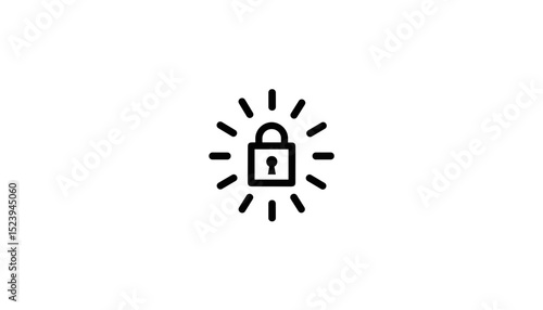 Lock icon with rays on white background