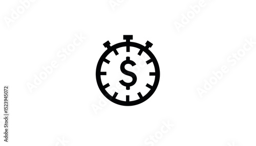 Money stopwatch icon on a white background