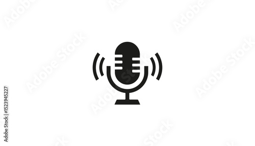 Microphone icon with sound waves