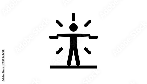 Iconic figure with rays representing wellness and balance