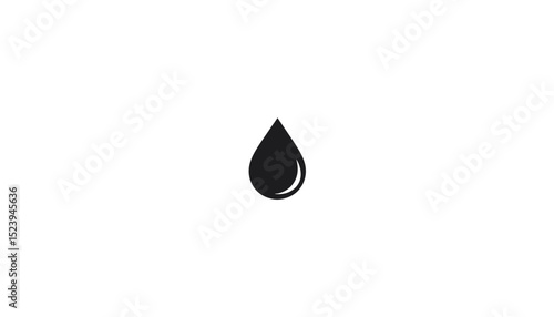Black drop of water on white background