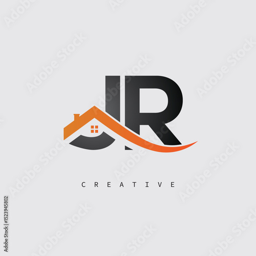 JR Real Estate Creative Logo – Minimalist House Roof Monogram for Property, Realtor & Construction Branding	
