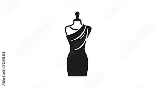 Black dress on a mannequin with elegant draping