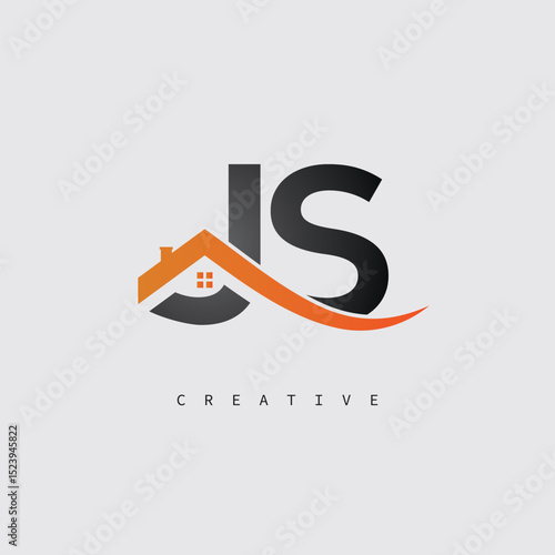 JS Real Estate Creative Logo – Minimalist House Roof Monogram for Property, Realtor & Construction Branding	
