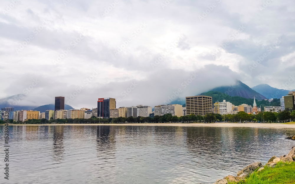 Naklejka premium Botafogo Beach Flamengo Urca cityscape panorama Rio de Janeiro Brazil.