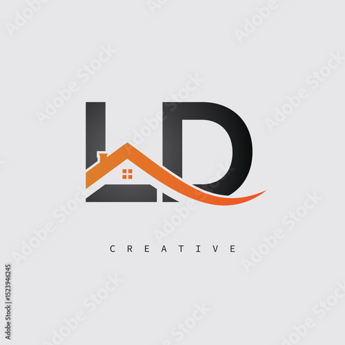 LD Real Estate Creative Logo – Minimalist House Roof Monogram for Property, Realtor & Construction Branding	
