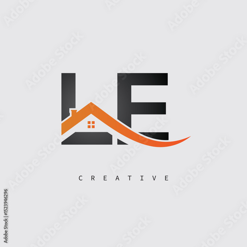 LE Real Estate Creative Logo – Minimalist House Roof Monogram for Property, Realtor & Construction Branding	
