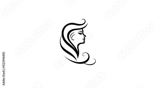 Profile silhouette of a woman with flowing hair