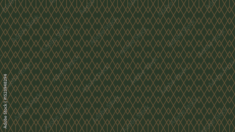 Fototapeta premium seamless geometric rhombus line art vector, Simple line rhombus connect each other in gold and green color.