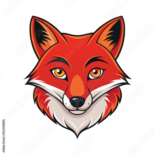Red Fox Head Vector Logo | Cartoon Animal Face Illustration

