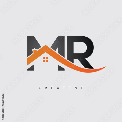 MR Real Estate Creative Logo – Minimalist House Roof Monogram for Property, Realtor & Construction Branding	
