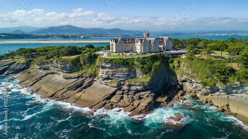Aerial view of Magdalena Palace in Santander city, Cantabria, northern Spain