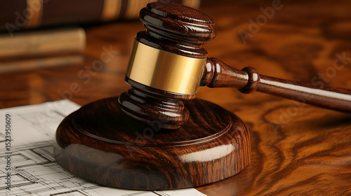 Wallpaper Mural Dark Wooden Gavel On Documents Torontodigital.ca